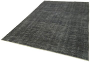 Vintage Handmade Area Rug – Overdyed Black Cotton Wool Blend, 6'1'' x 9'4''
