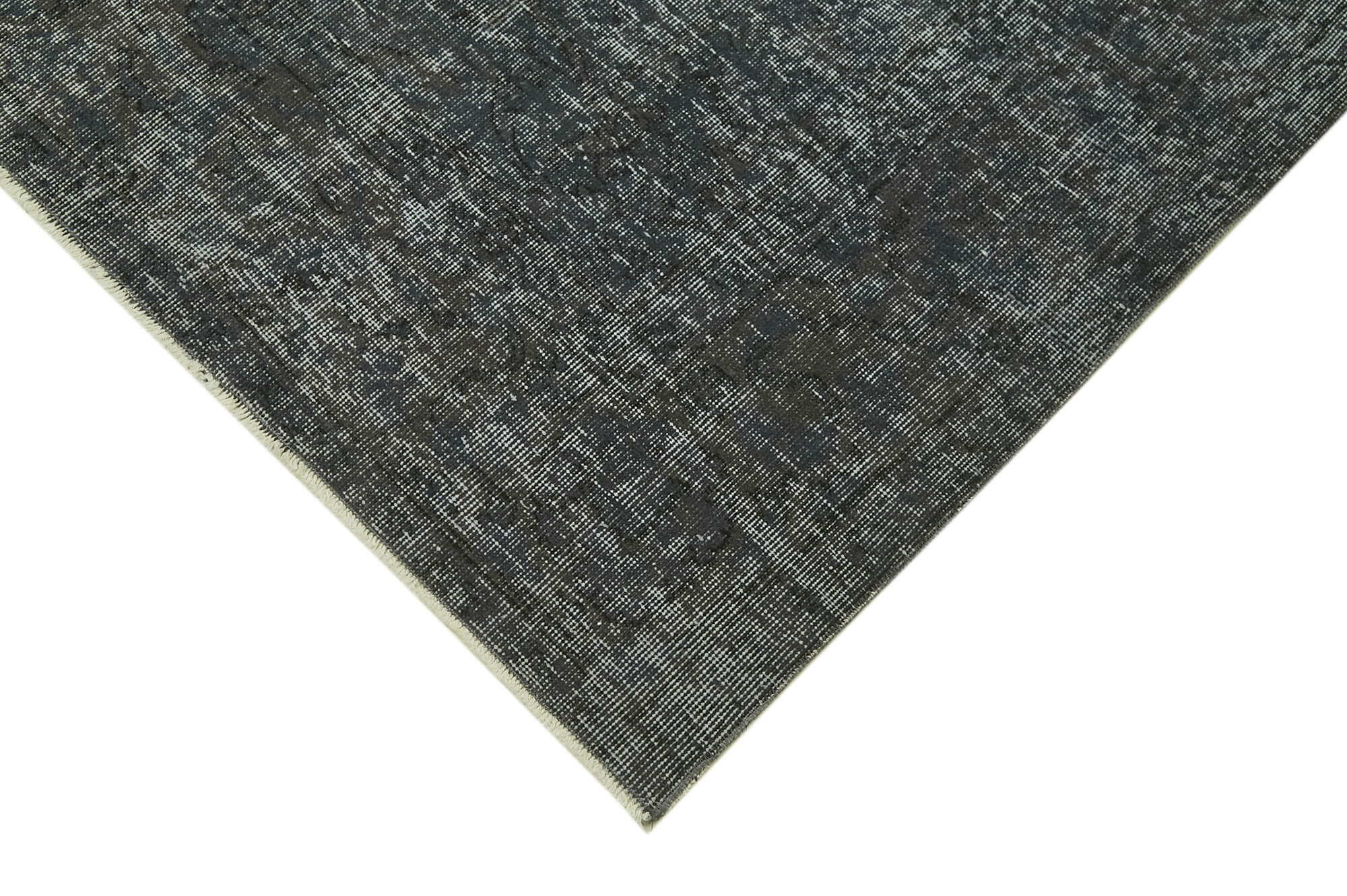 Vintage Handmade Area Rug – Overdyed Black Cotton Wool Blend, 6'1'' x 9'4''