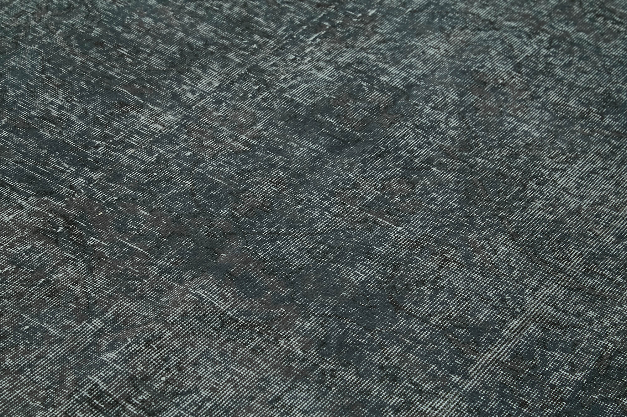 Vintage Handmade Area Rug – Overdyed Black Cotton Wool Blend, 6'1'' x 9'4''