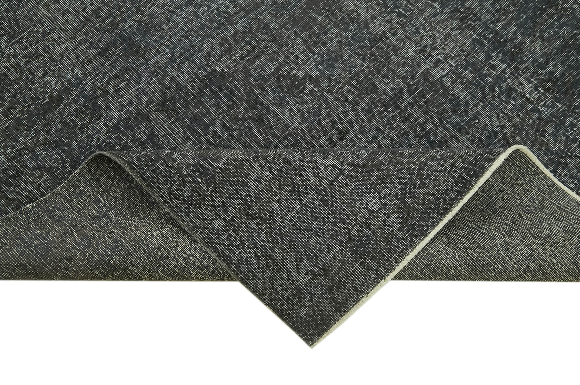 Vintage Handmade Area Rug – Overdyed Black Cotton Wool Blend, 6'1'' x 9'4''