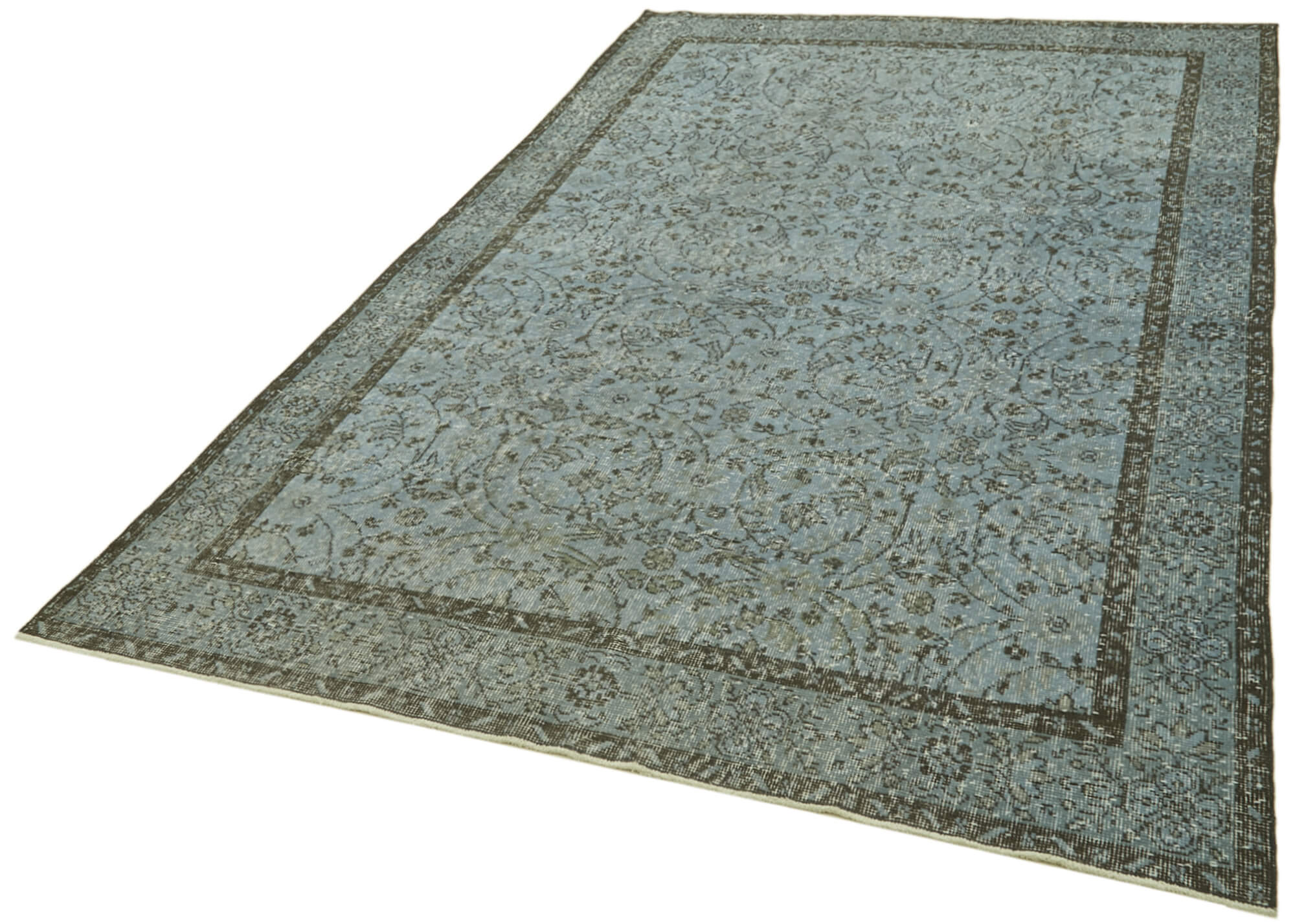Vintage Handmade Area Rug – Overdyed Blue Rug, Hand Knotted Wool Carpet 5'9''x9'8''