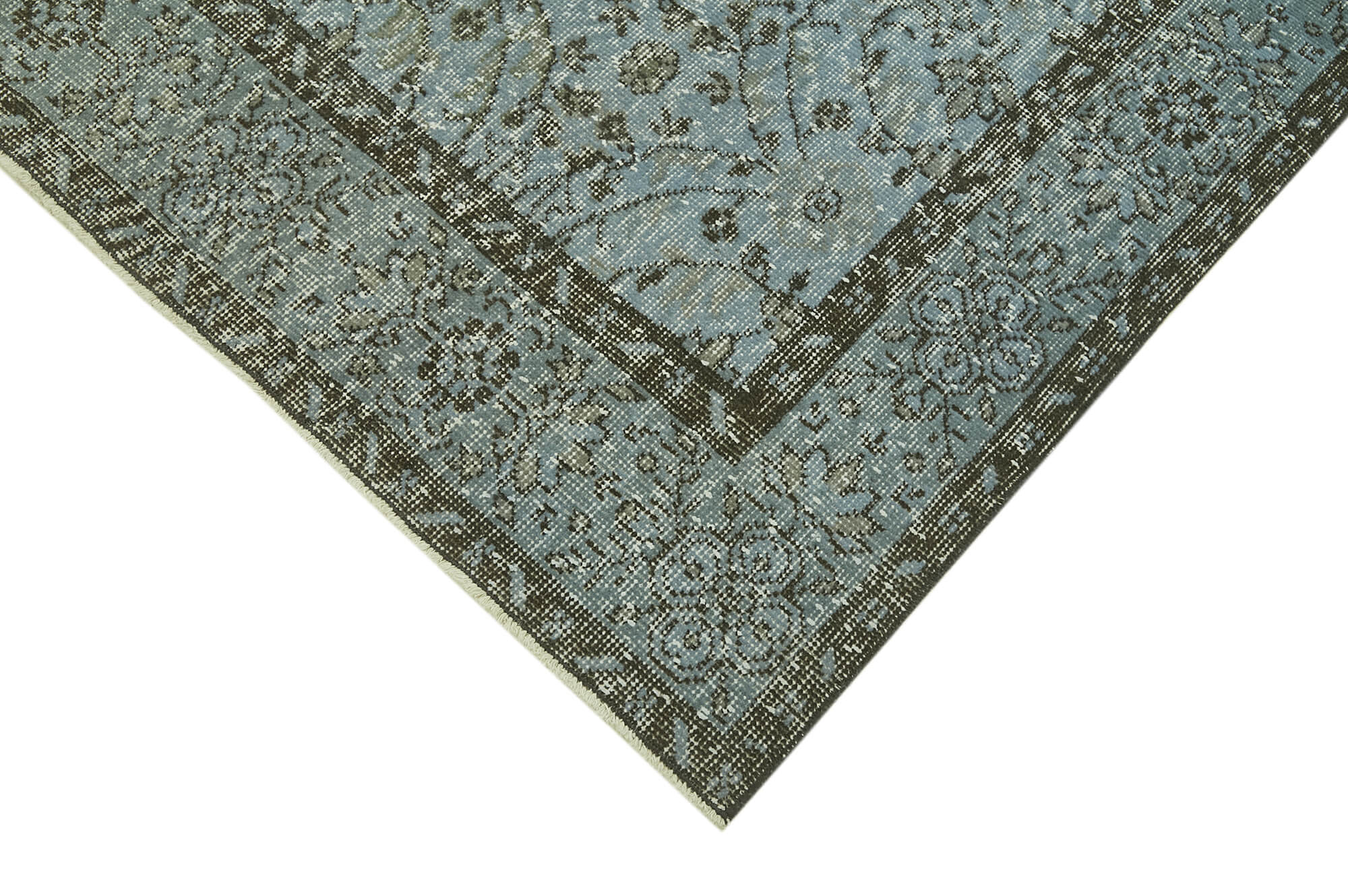 Vintage Handmade Area Rug – Overdyed Blue Rug, Hand Knotted Wool Carpet 5'9''x9'8''