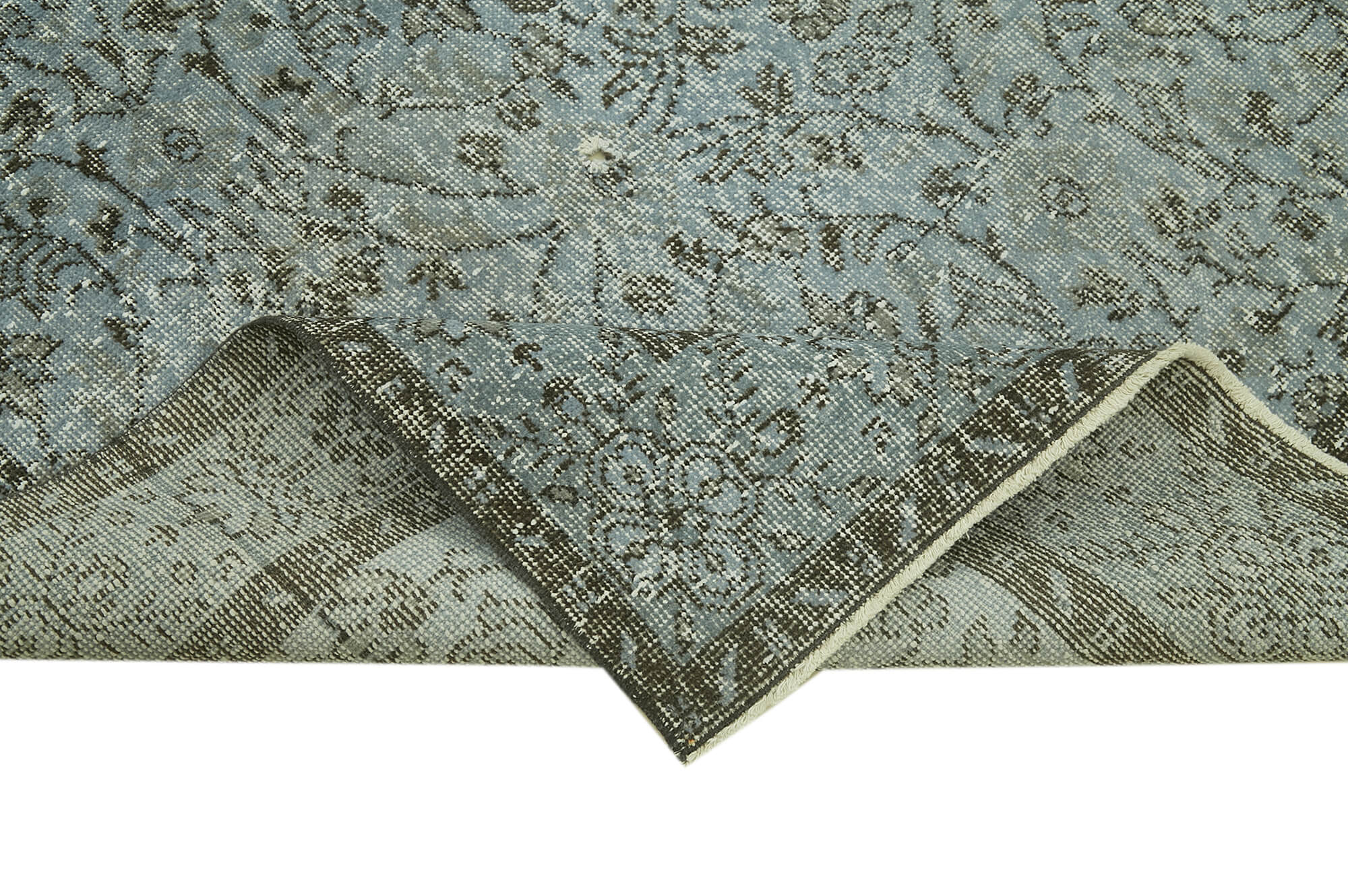Vintage Handmade Area Rug – Overdyed Blue Rug, Hand Knotted Wool Carpet 5'9''x9'8''