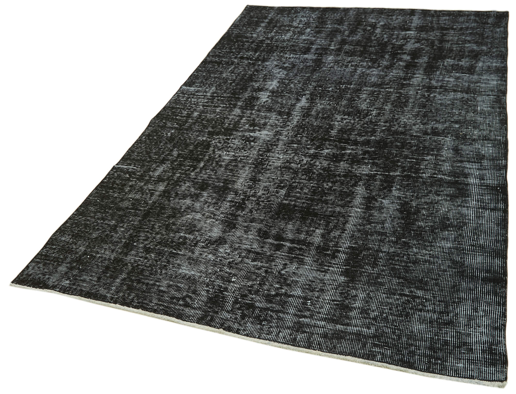 Vintage Area Rug - Handmade Wool Rug Overdyed Black Turkish Hand Knotted Carpet 4'11''x8'3''
