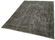 Vintage Wool Area Rug – Handmade Cotton Rug | Overdyed Grey Carpet 5'4''x7'7''