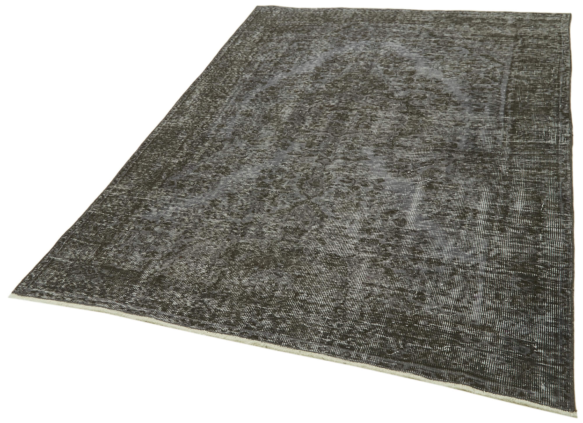Vintage Wool Area Rug – Handmade Cotton Rug | Overdyed Grey Carpet 5'4''x7'7''