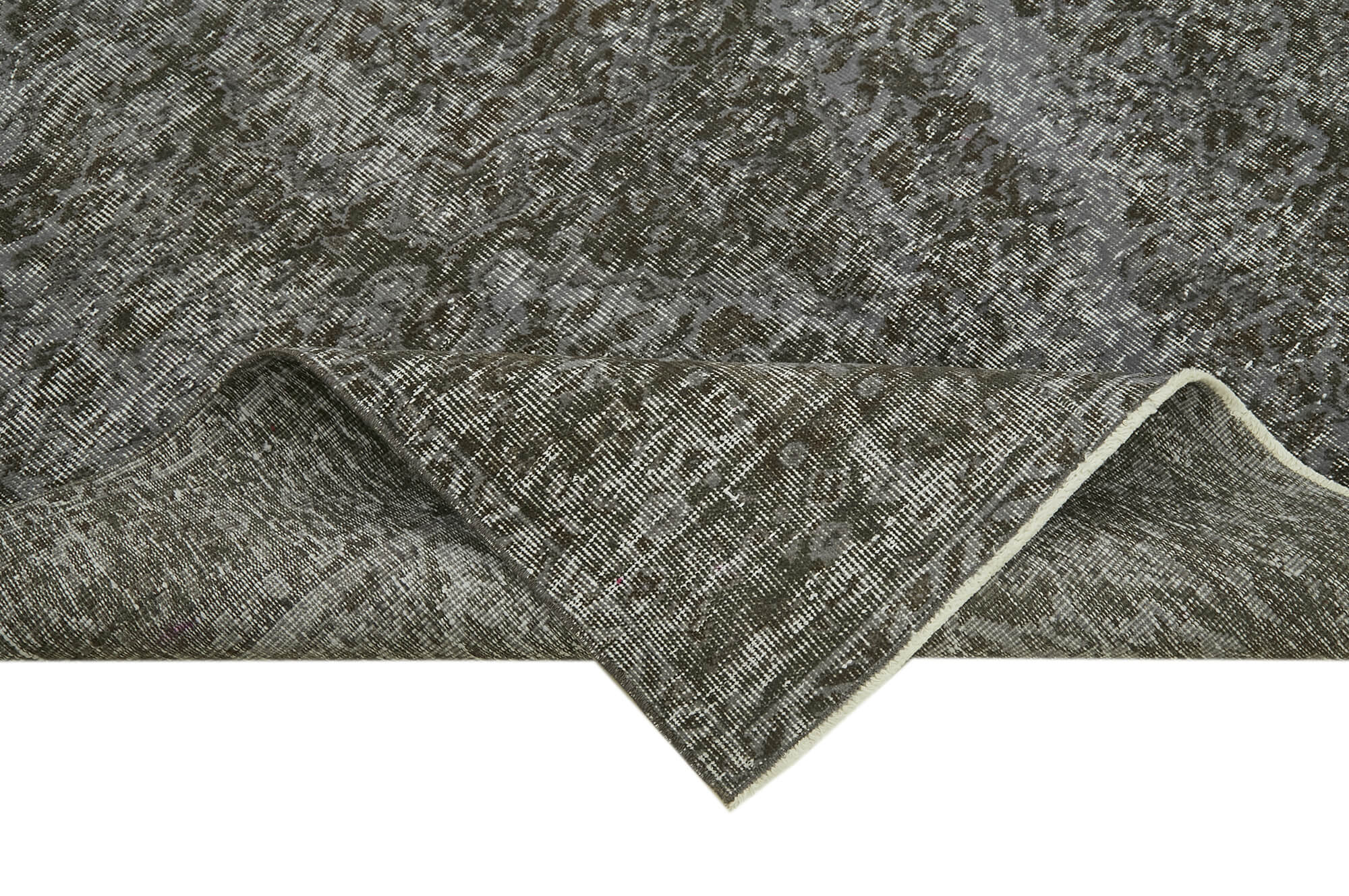 Vintage Wool Area Rug – Handmade Cotton Rug | Overdyed Grey Carpet 5'4''x7'7''