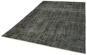 Vintage Area Rug - Handmade Wool Rug Overdyed Black Turkish Hand Knotted 6'8''x10'