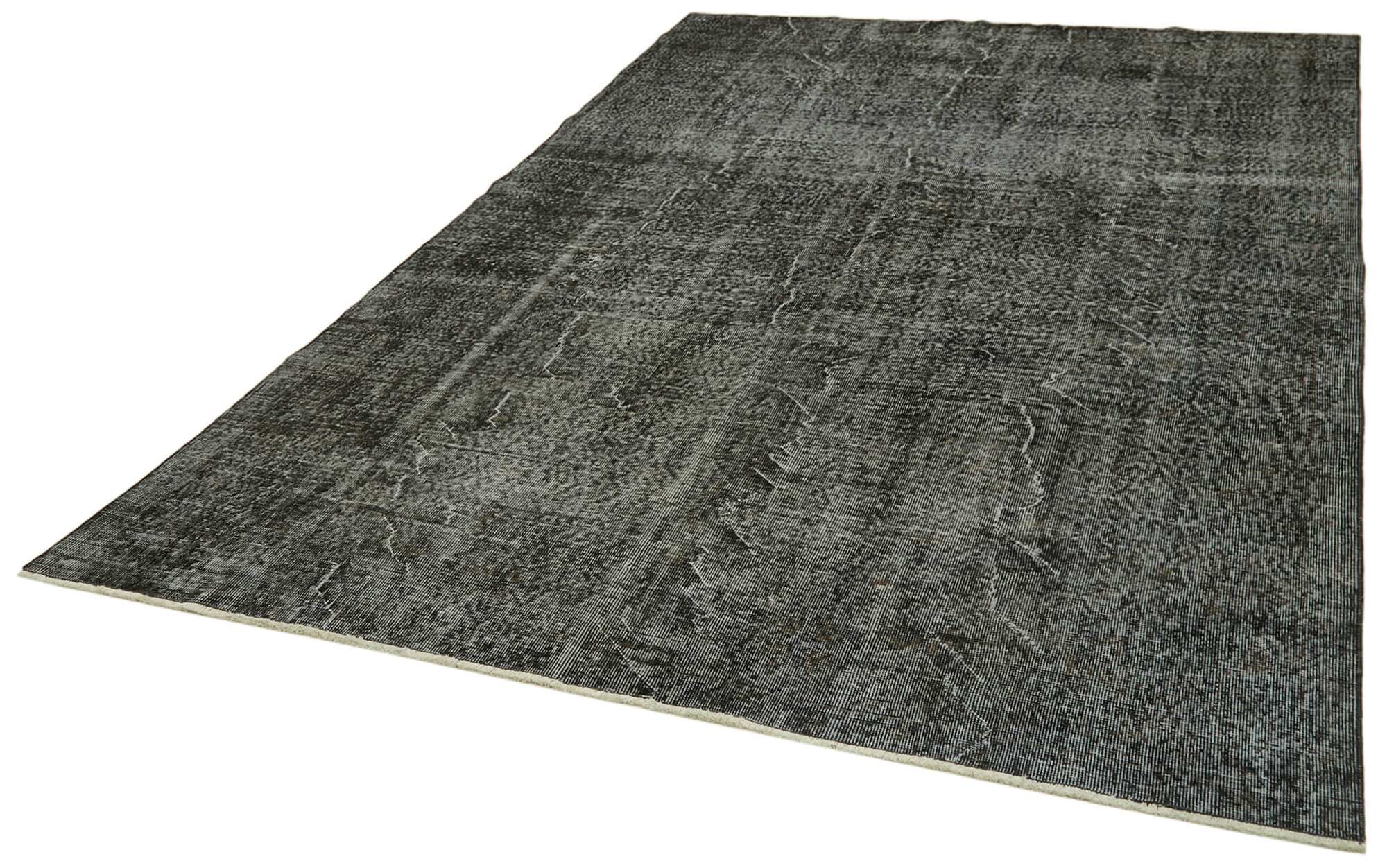 Vintage Area Rug - Handmade Wool Rug Overdyed Black Turkish Hand Knotted 6'8''x10'