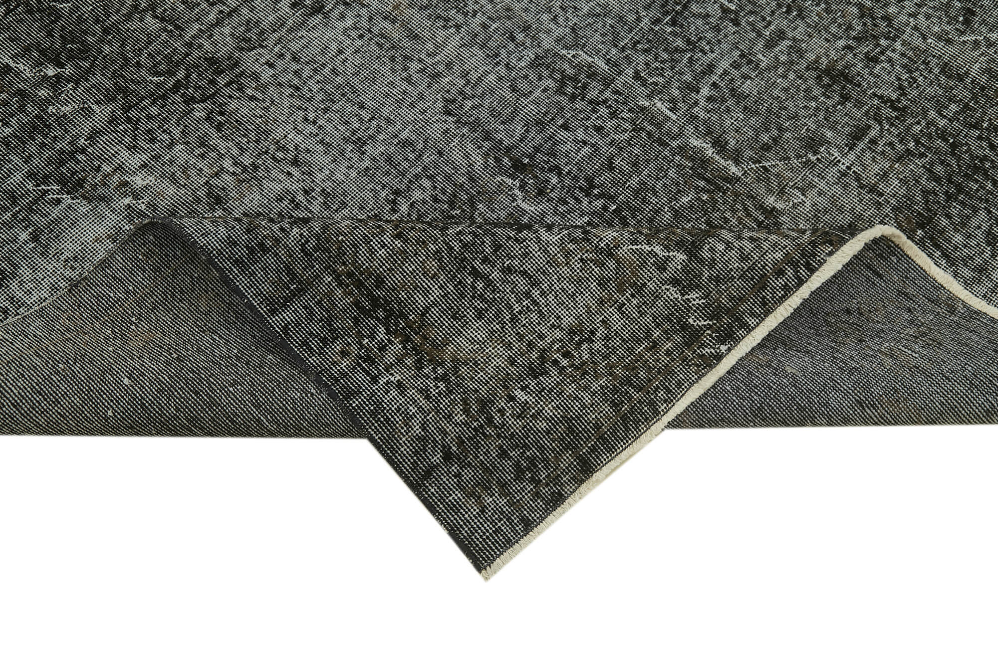 Vintage Area Rug - Handmade Wool Rug Overdyed Black Turkish Hand Knotted 6'8''x10'