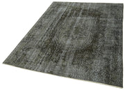 Handmade Vintage Area Rug – Overdyed Wool Rug | Black 4'9'' x 6'5'' Cotton Blend