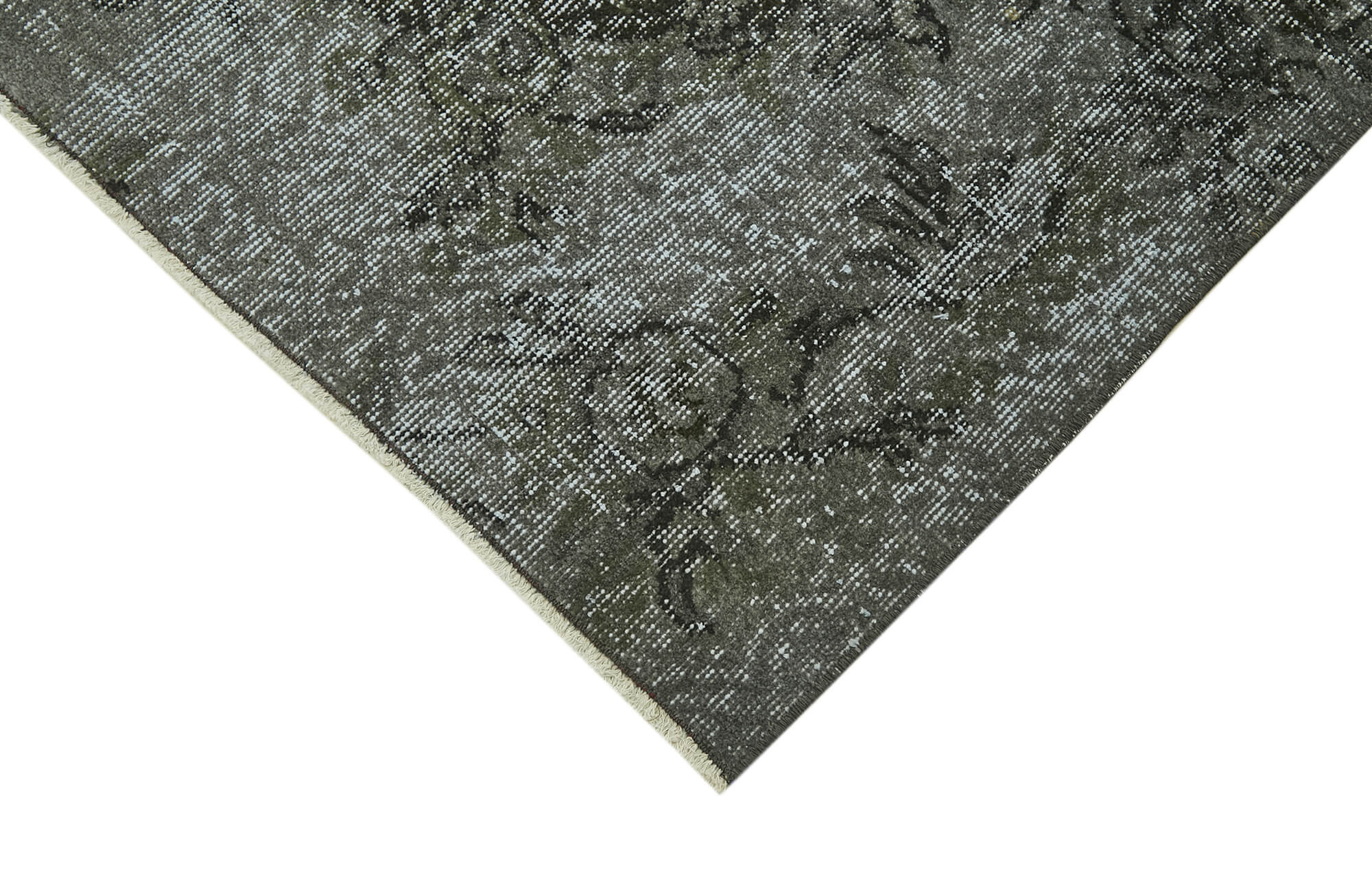 Handmade Vintage Area Rug – Overdyed Wool Rug | Black 4'9'' x 6'5'' Cotton Blend