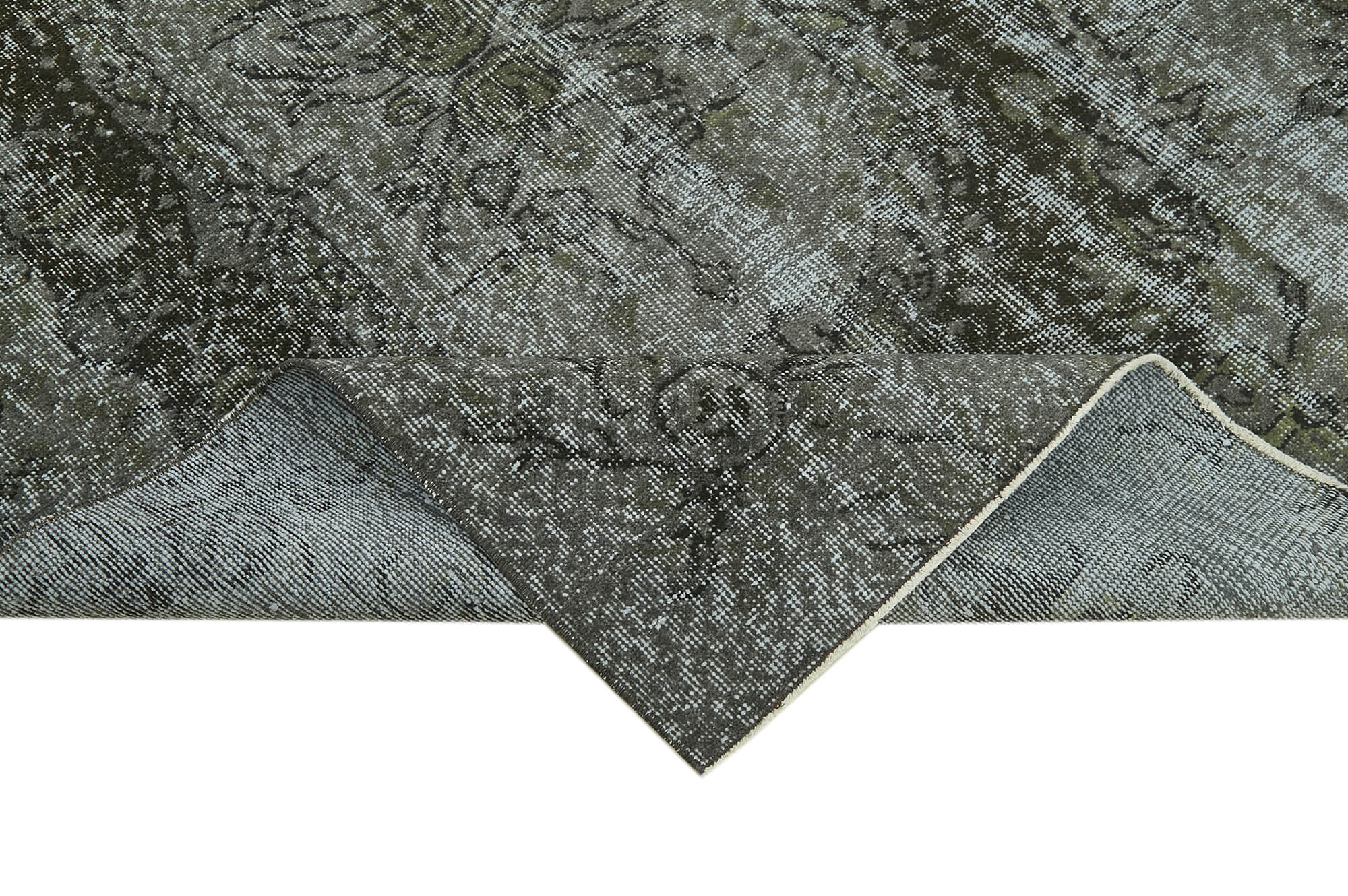 Handmade Vintage Area Rug – Overdyed Wool Rug | Black 4'9'' x 6'5'' Cotton Blend