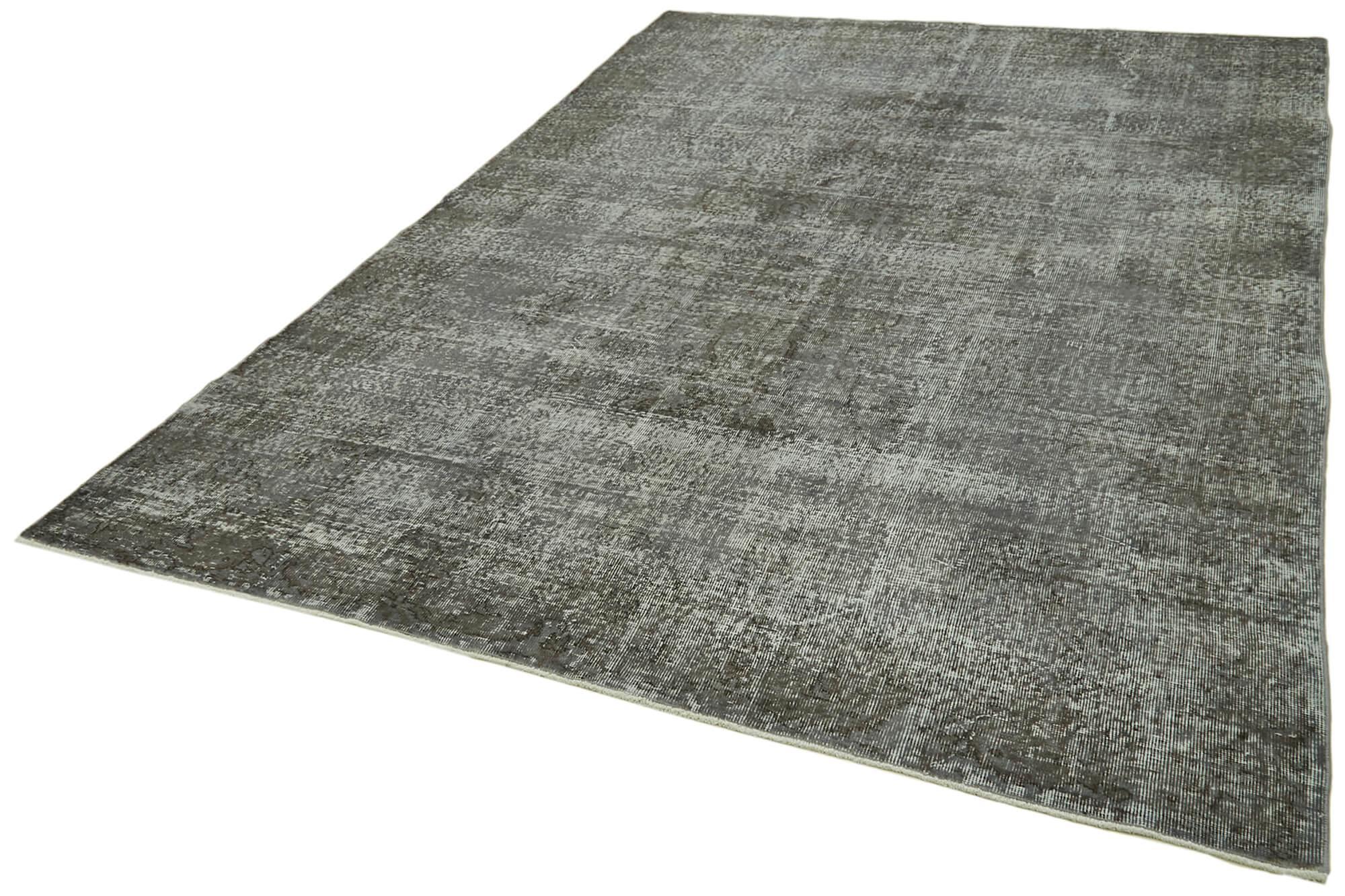 Handmade Vintage Area Rug – Overdyed Wool Rug | Turkish Hand Knotted Grey Cotton Carpet 6'9''x10'