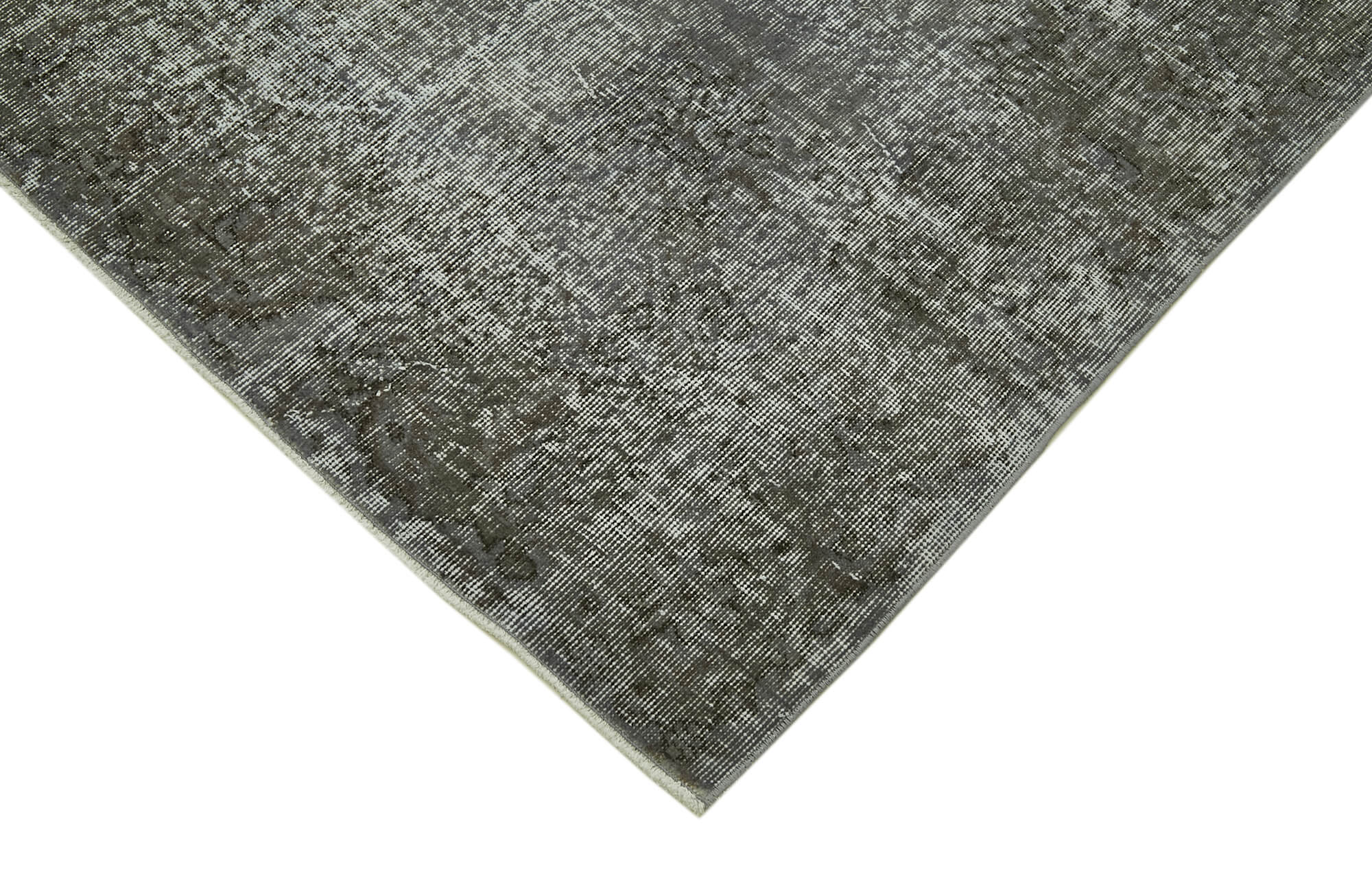 Handmade Vintage Area Rug – Overdyed Wool Rug | Turkish Hand Knotted Grey Cotton Carpet 6'9''x10'