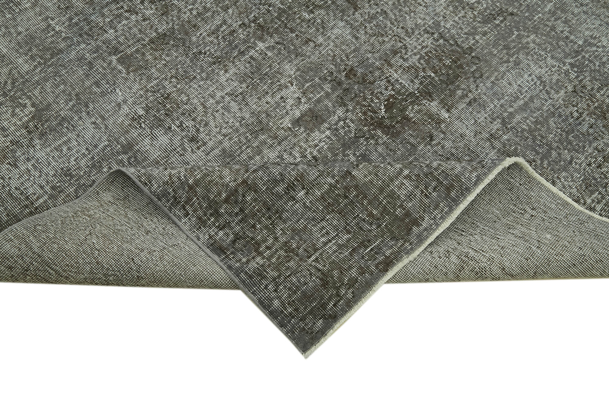 Handmade Vintage Area Rug – Overdyed Wool Rug | Turkish Hand Knotted Grey Cotton Carpet 6'9''x10'