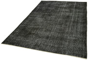 Vintage Handmade Area Rug – Overdyed Wool Rug | Black Cotton Carpet 5'3''x8'9''