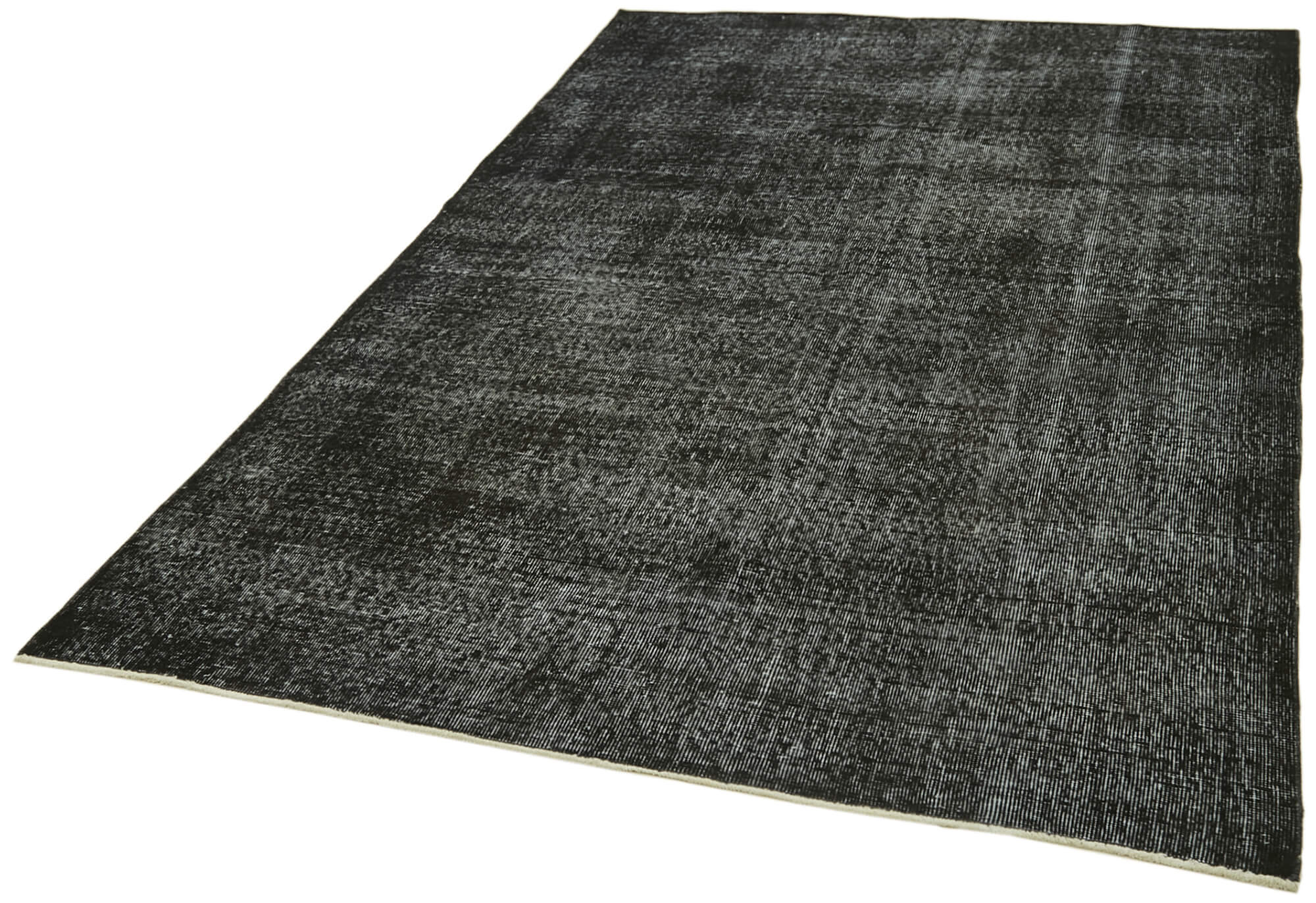 Vintage Handmade Area Rug – Overdyed Wool Rug | Black Cotton Carpet 5'3''x8'9''