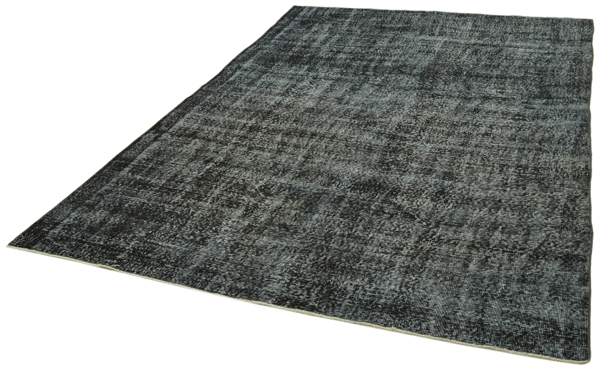Vintage Handmade Area Rug – Overdyed Cotton Rug, Black Wool Carpet 6'6''x9'7''