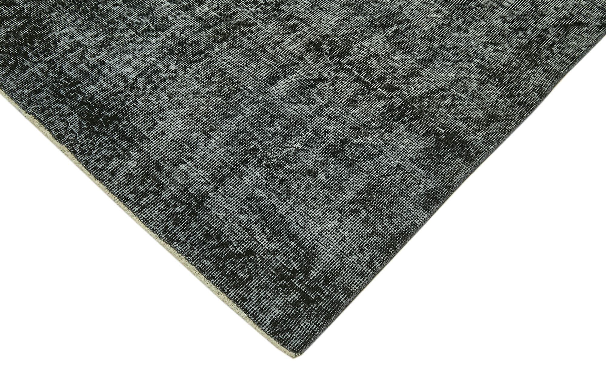 Vintage Handmade Area Rug – Overdyed Cotton Rug, Black Wool Carpet 6'6''x9'7''