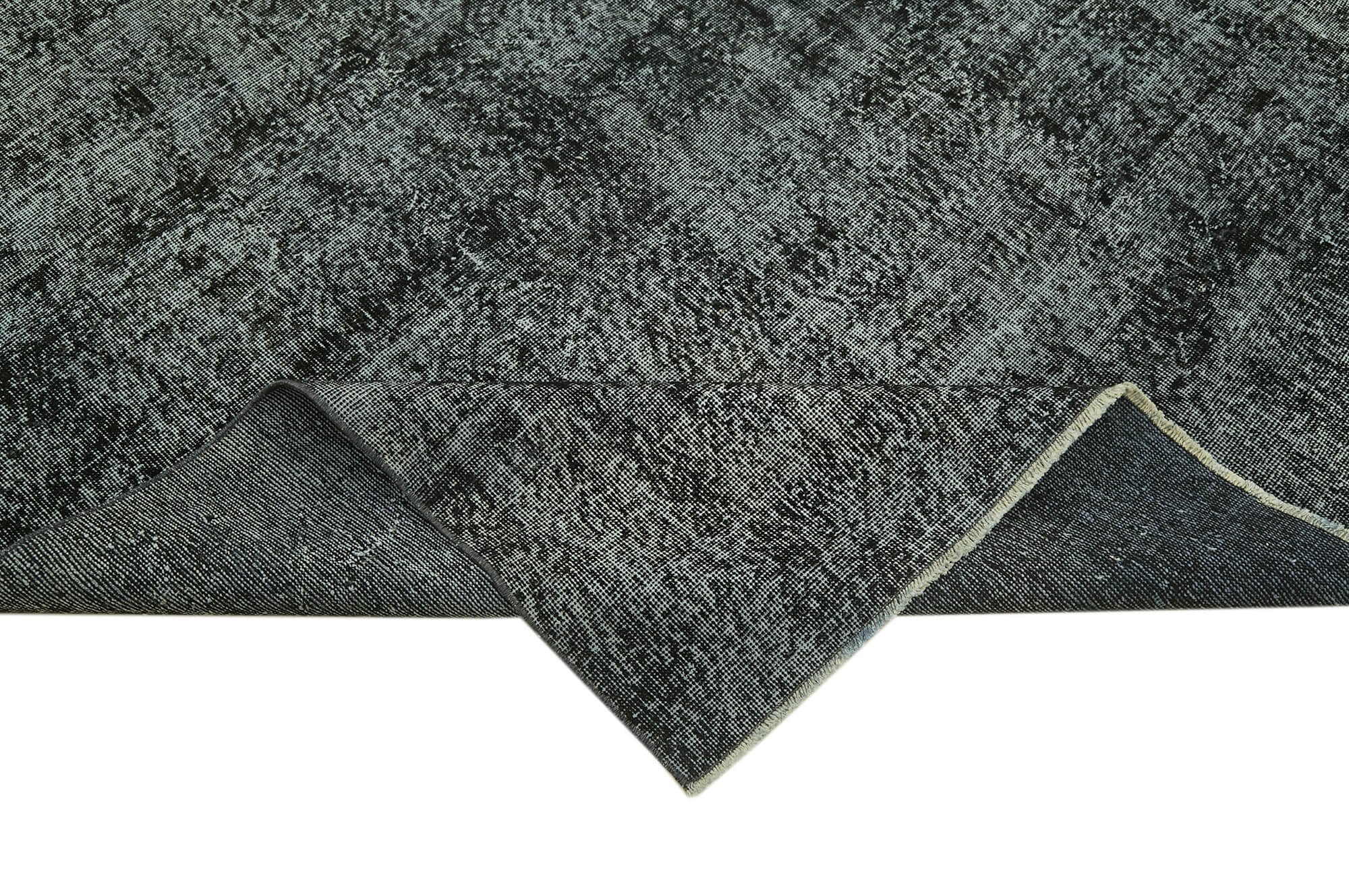 Vintage Handmade Area Rug – Overdyed Cotton Rug, Black Wool Carpet 6'6''x9'7''