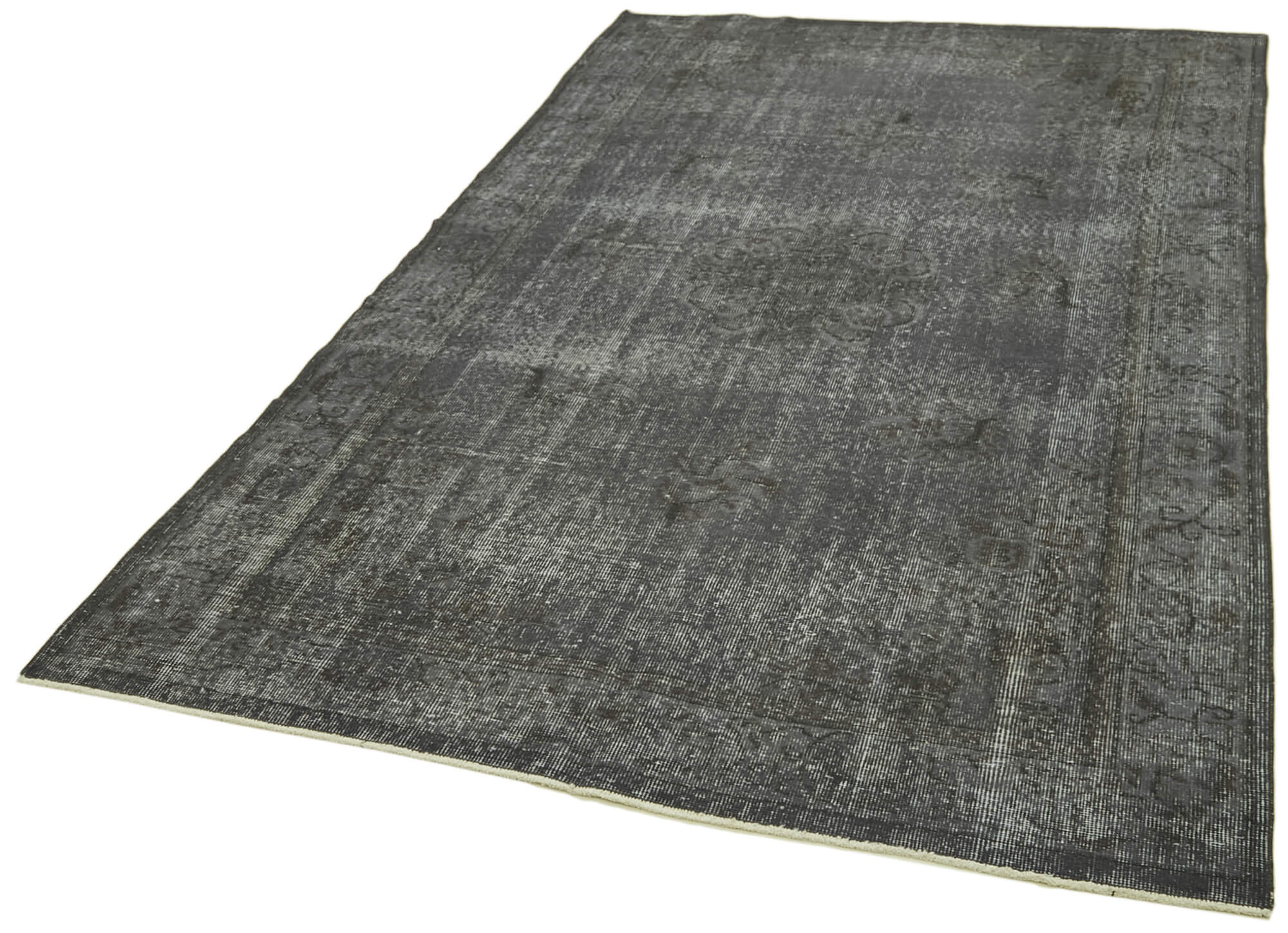 Vintage Wool Area Rug – Handmade Cotton Wool Rug 5'4'' x 9'4'' Overdyed Grey Carpet