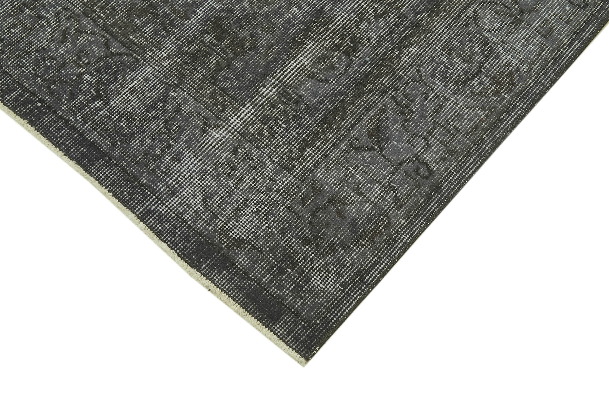 Vintage Wool Area Rug – Handmade Cotton Wool Rug 5'4'' x 9'4'' Overdyed Grey Carpet