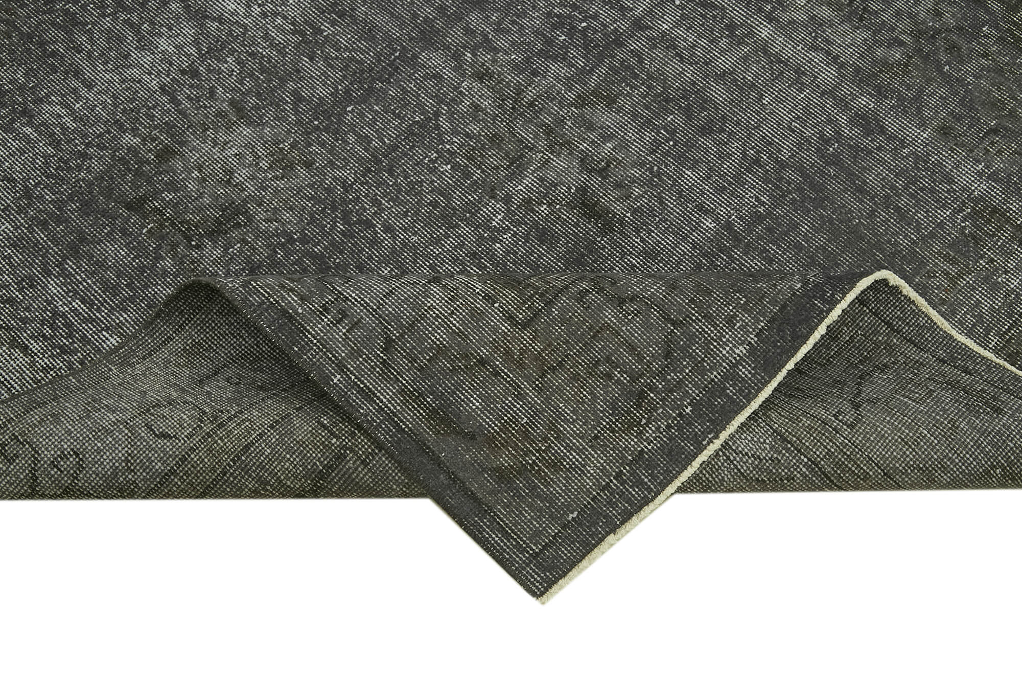 Vintage Wool Area Rug – Handmade Cotton Wool Rug 5'4'' x 9'4'' Overdyed Grey Carpet