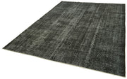 Vintage Area Rug - Handmade Wool Rug Overdyed Black Cotton Wool Carpet 6'9" x 10'0"