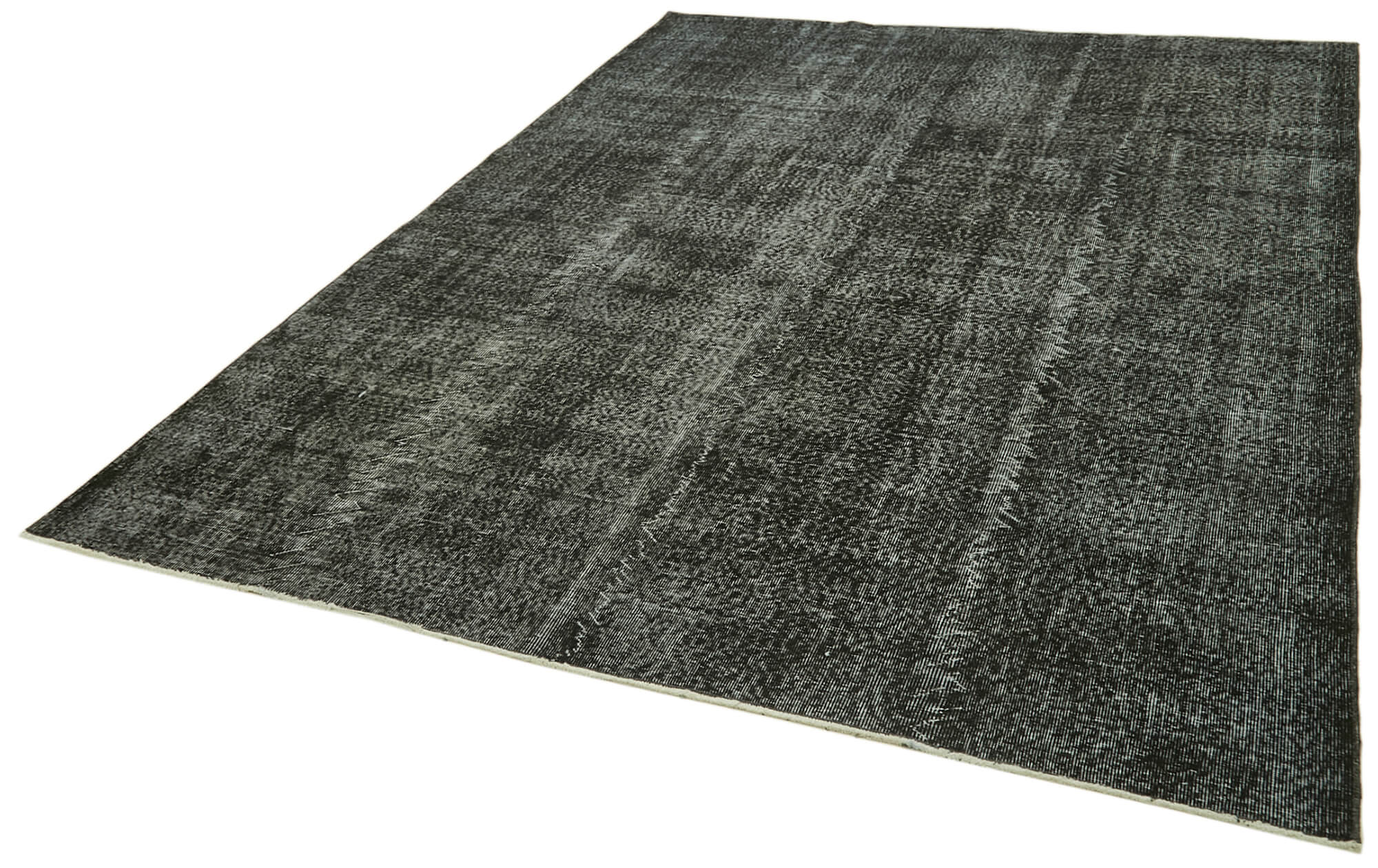 Vintage Area Rug - Handmade Wool Rug Overdyed Black Cotton Wool Carpet 6'9" x 10'0"