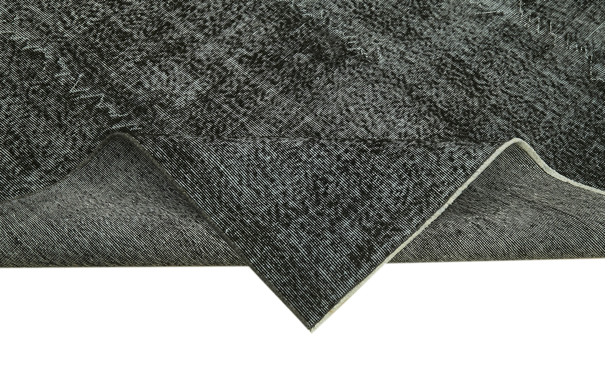 Vintage Area Rug - Handmade Wool Rug Overdyed Black Cotton Wool Carpet 6'9" x 10'0"