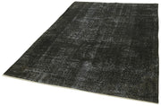 Handmade Vintage Area Rug – Overdyed Wool Rug, Black Cotton Carpet 6'1''x8'3''