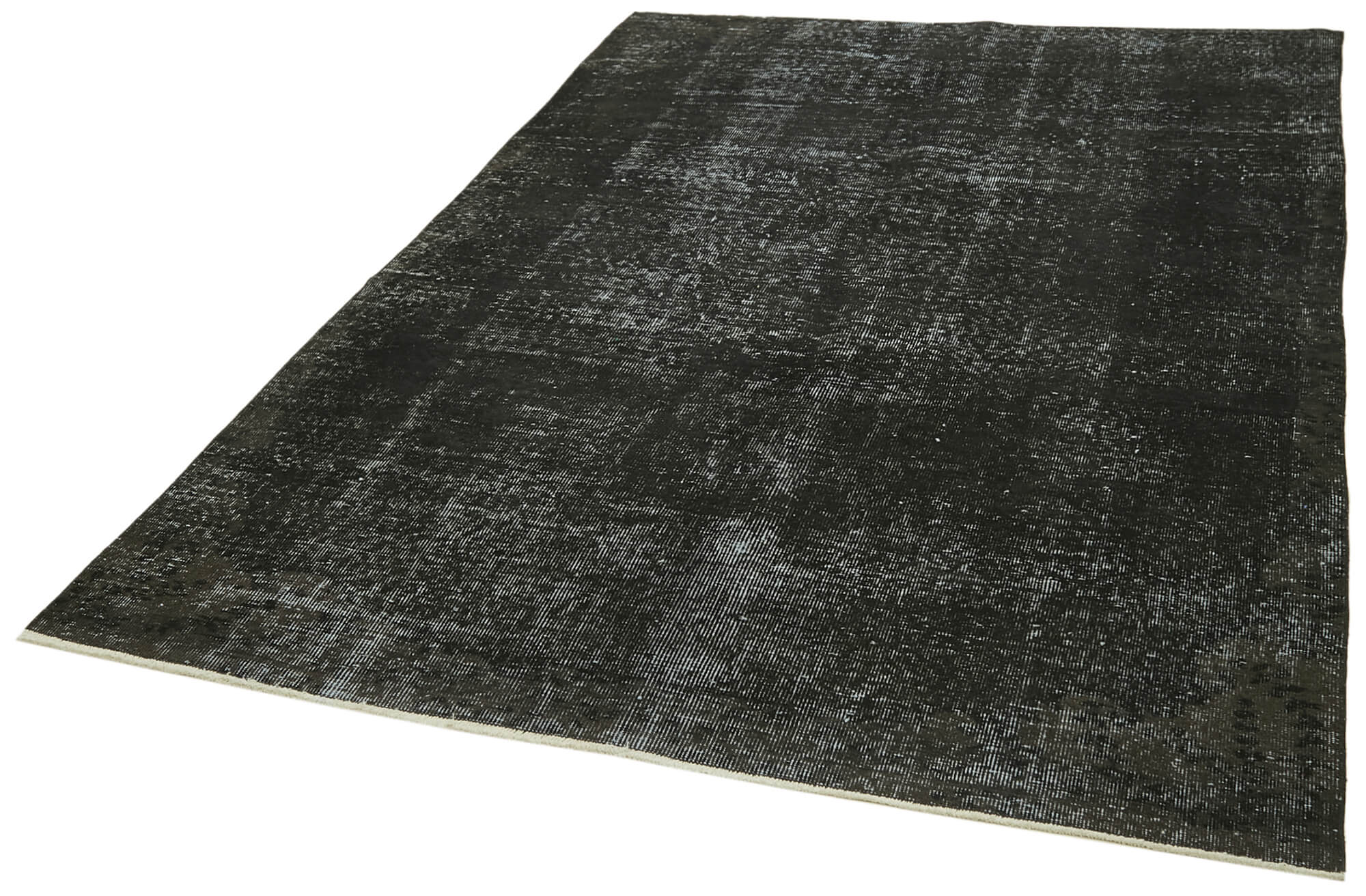 Handmade Vintage Area Rug – Overdyed Wool Rug, Black Cotton Carpet 6'1''x8'3''