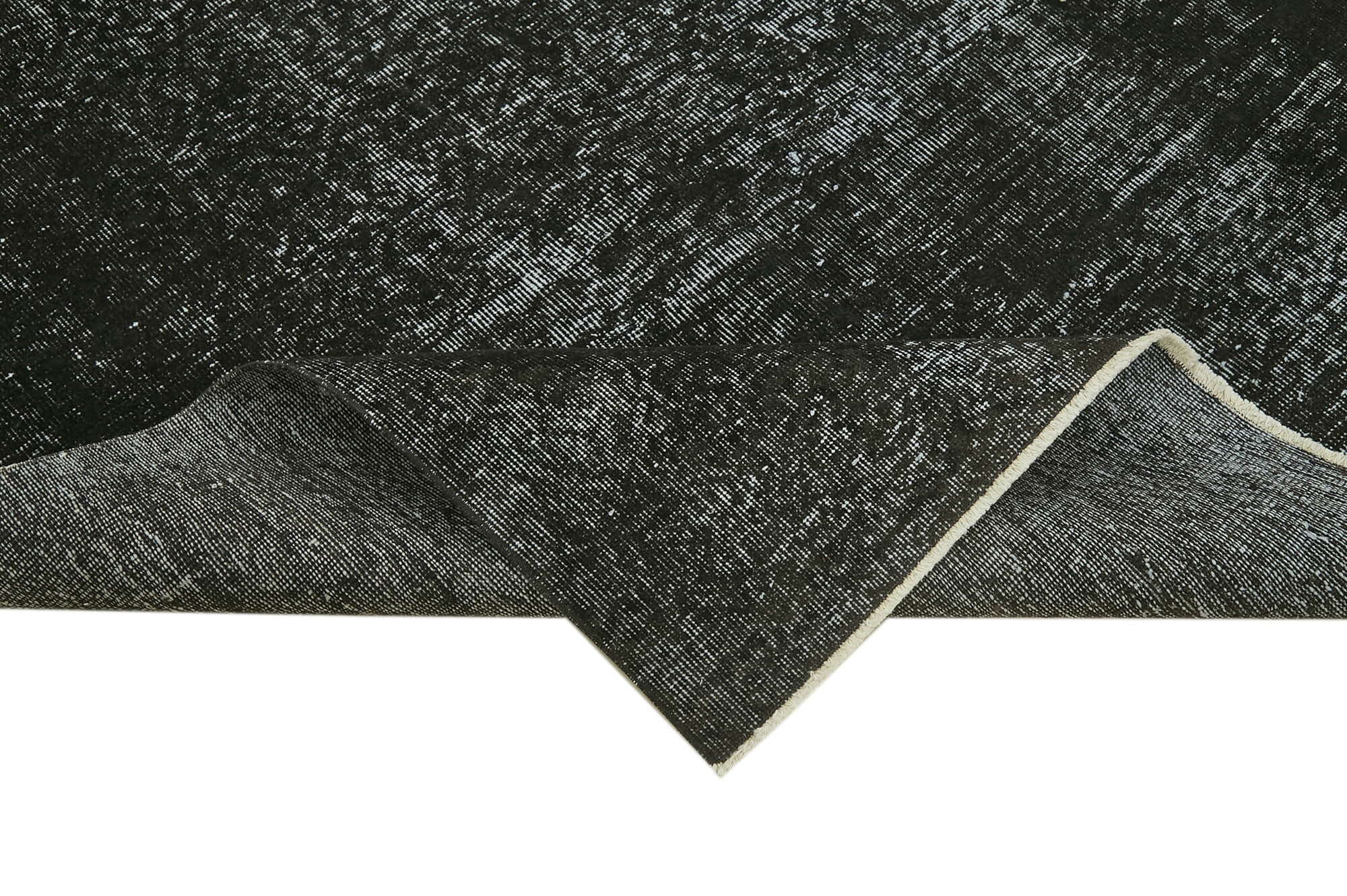 Handmade Vintage Area Rug – Overdyed Wool Rug, Black Cotton Carpet 6'1''x8'3''