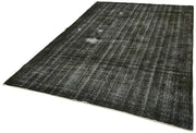 Vintage Handmade Area Rug – Overdyed Black Turkish Wool Cotton Blend Carpet 6'6''x10'