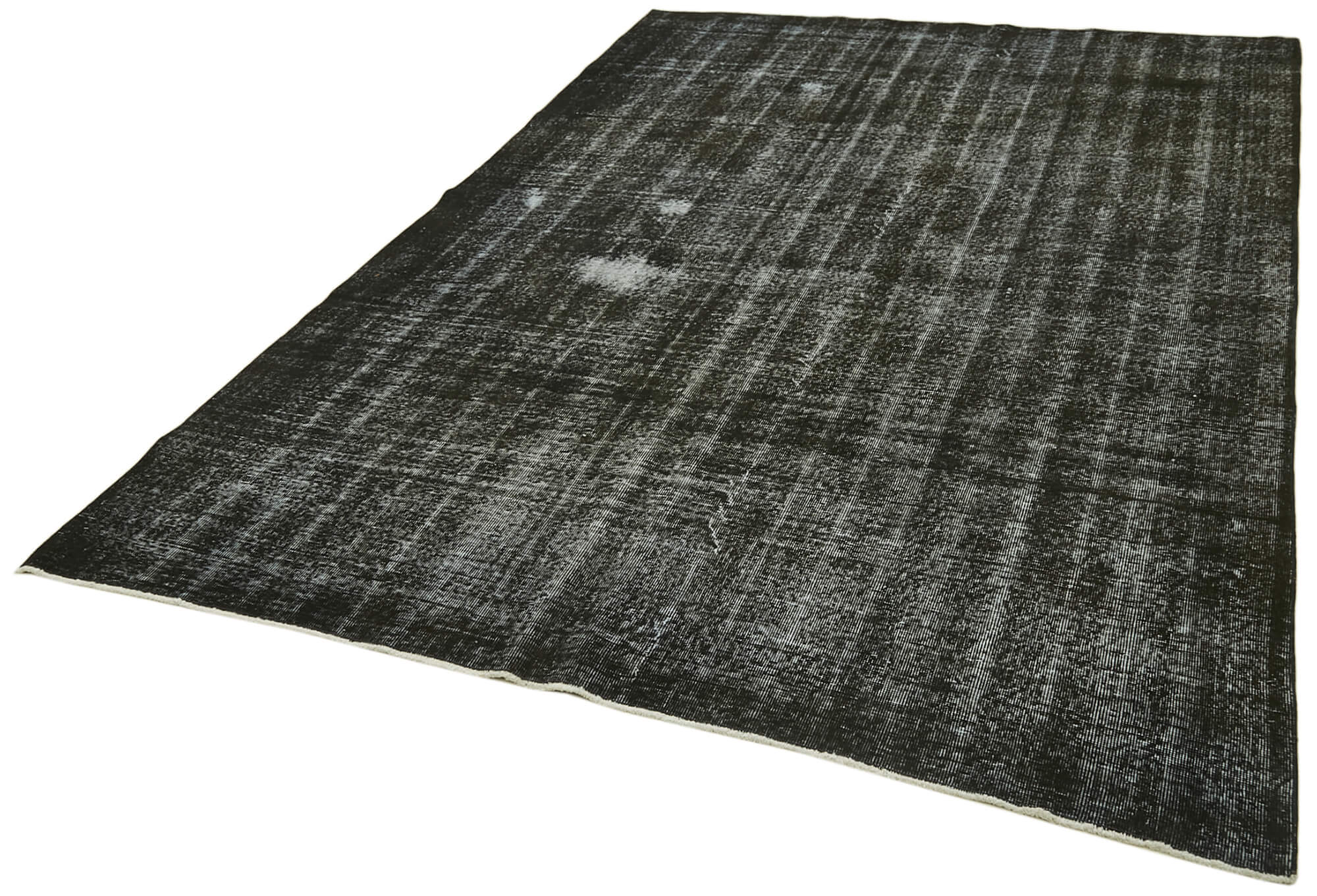 Vintage Handmade Area Rug – Overdyed Black Turkish Wool Cotton Blend Carpet 6'6''x10'