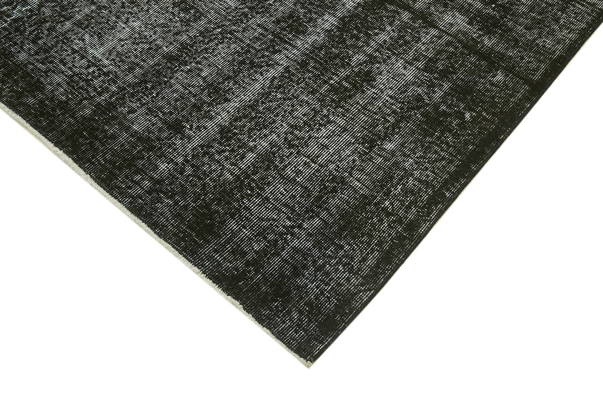 Vintage Handmade Area Rug – Overdyed Black Turkish Wool Cotton Blend Carpet 6'6''x10'