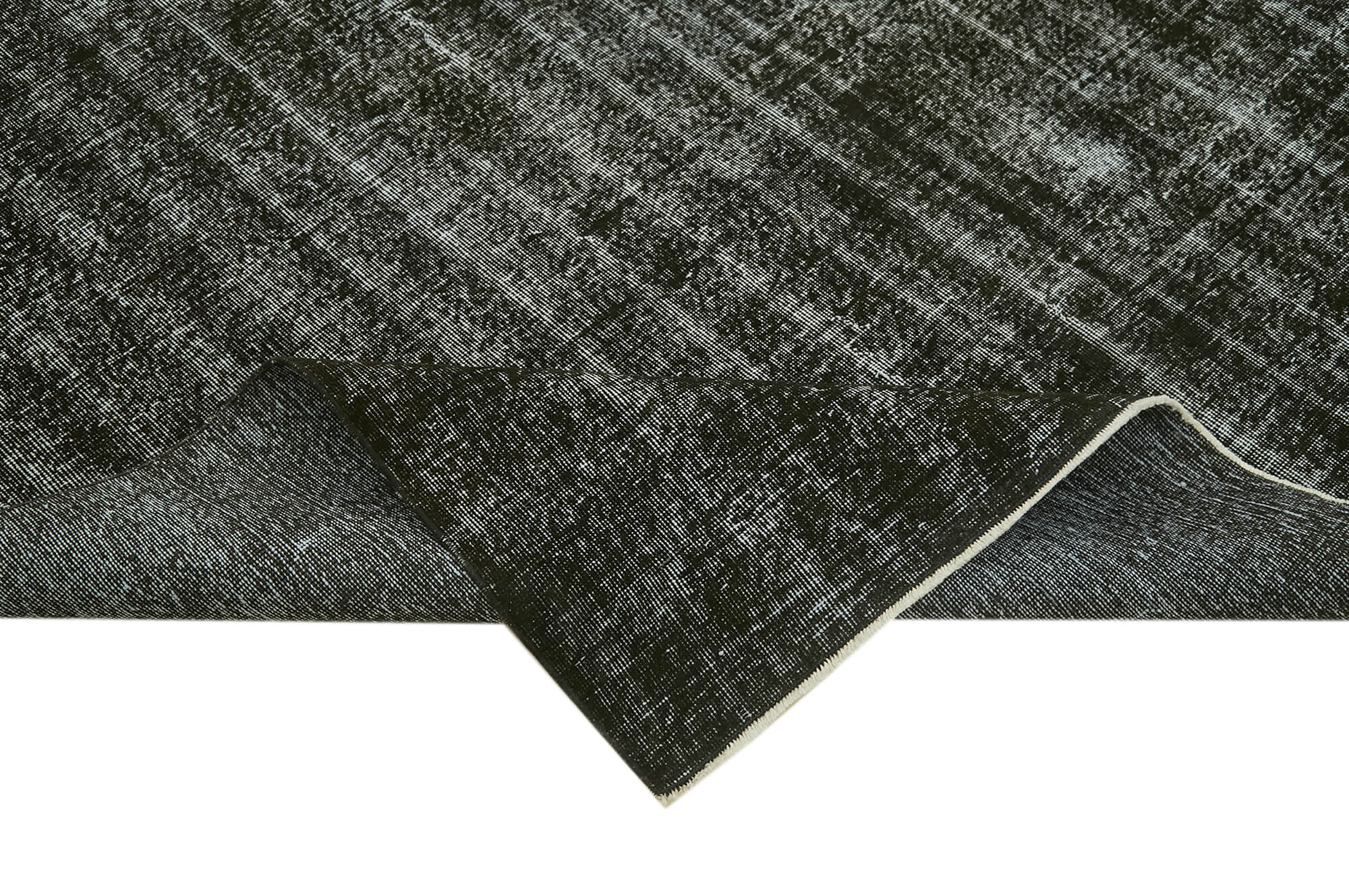 Vintage Handmade Area Rug – Overdyed Black Turkish Wool Cotton Blend Carpet 6'6''x10'