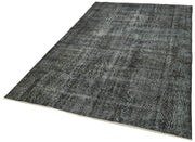 Overdyed Vintage Rug – Handmade Area Rug Black Wool Cotton Blend 5'2''x8'8''