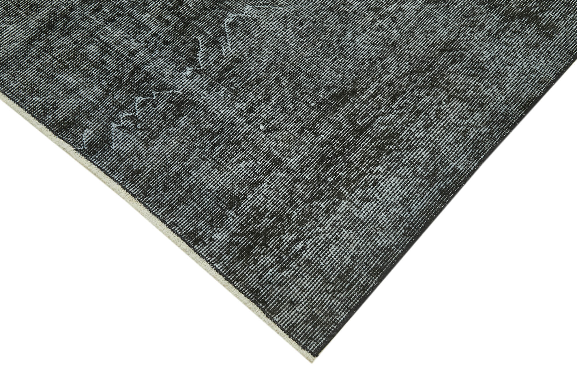 Overdyed Vintage Rug – Handmade Area Rug Black Wool Cotton Blend 5'2''x8'8''