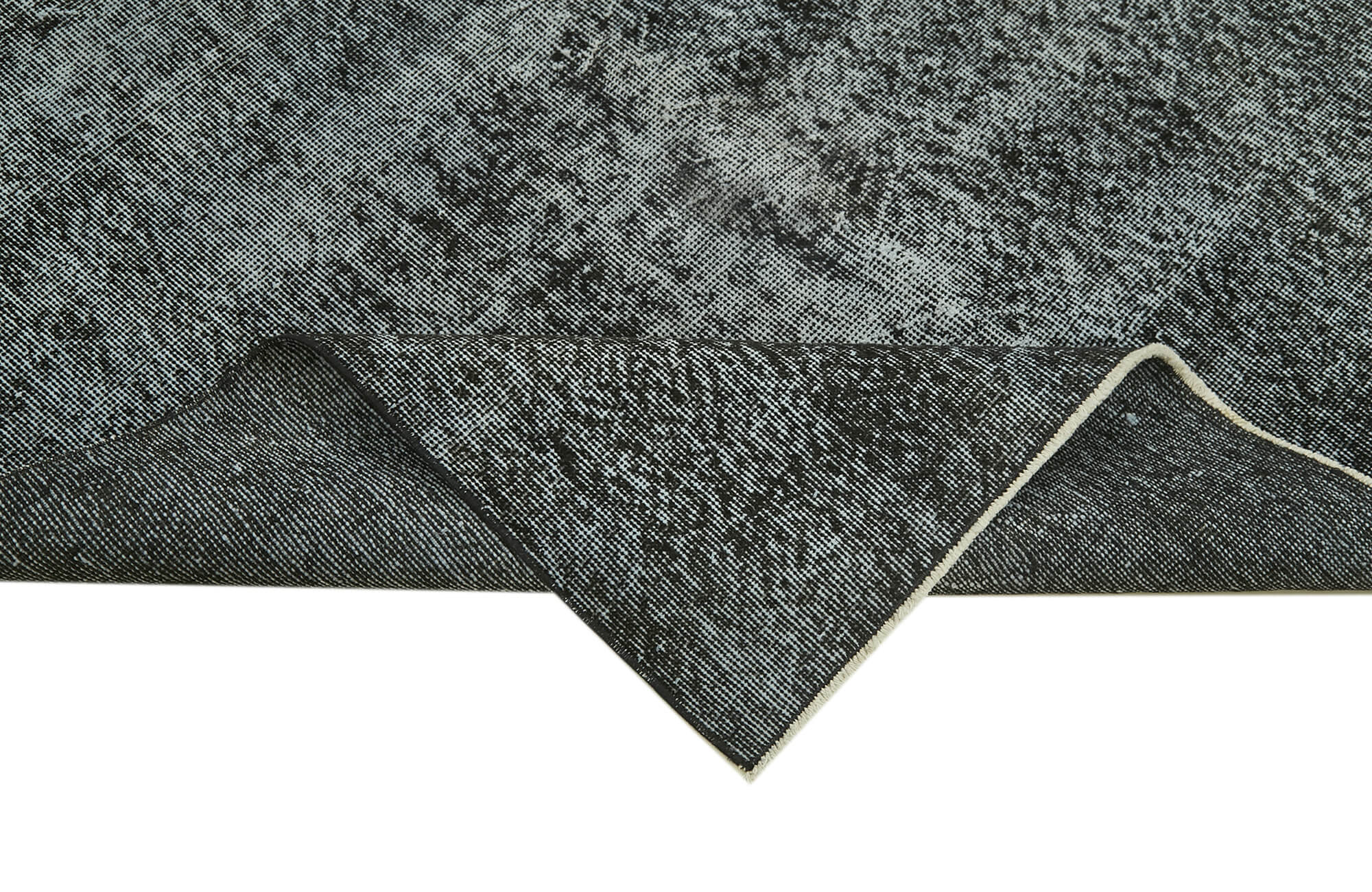 Overdyed Vintage Rug – Handmade Area Rug Black Wool Cotton Blend 5'2''x8'8''