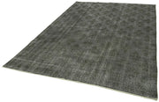 Vintage Wool Area Rug – Handmade Cotton Rug Overdyed Grey Carpet 6'8" x 9'10"