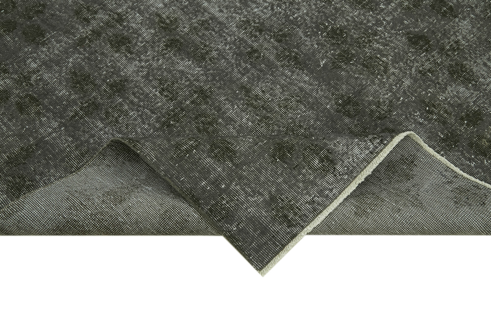 Vintage Wool Area Rug – Handmade Cotton Rug Overdyed Grey Carpet 6'8" x 9'10"