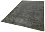Handmade Vintage Area Rug – Overdyed Wool Rug | Grey Cotton Carpet 5'10" x 10'2"