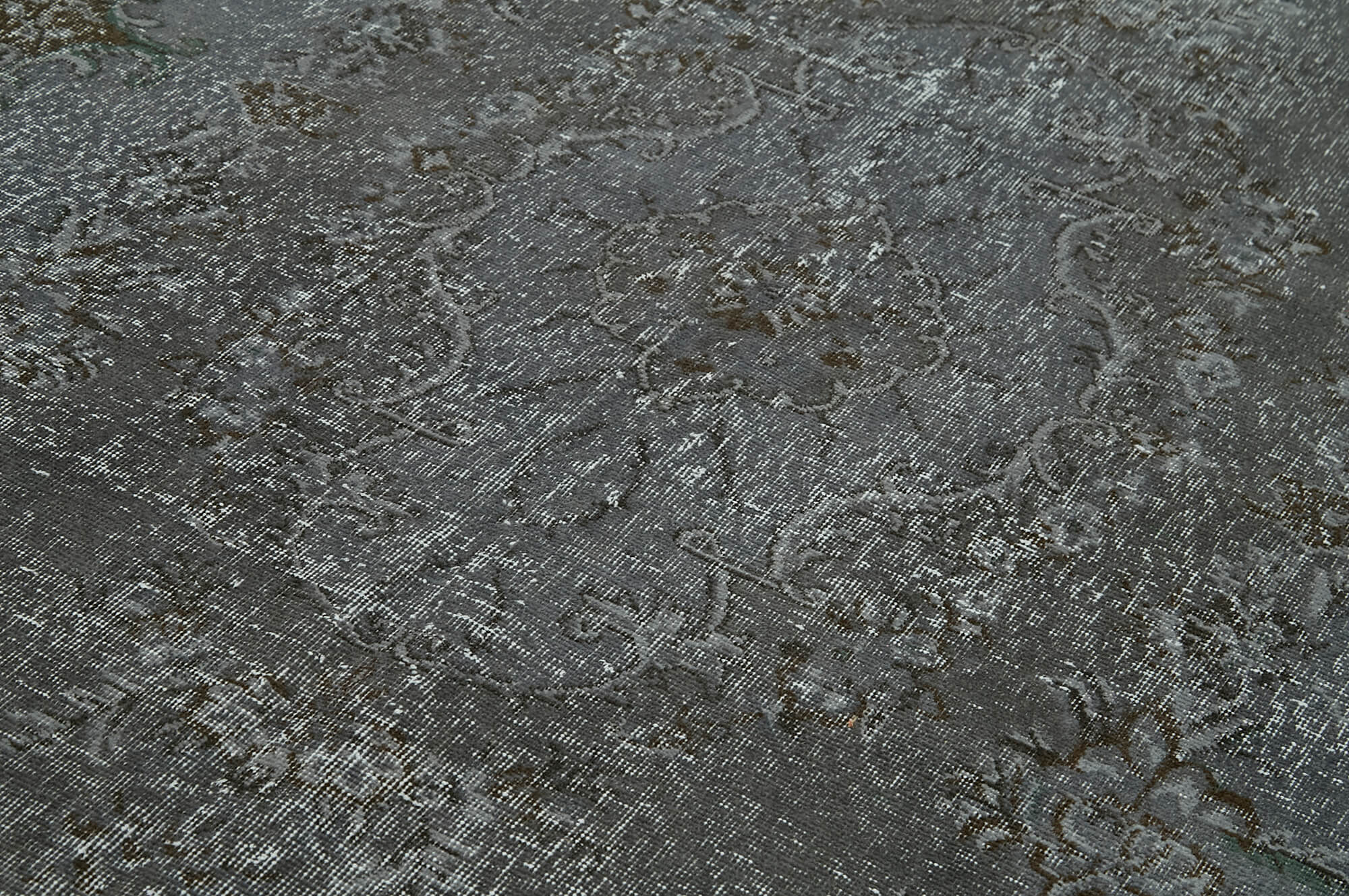 Handmade Vintage Area Rug – Overdyed Wool Rug | Grey Cotton Carpet 5'10" x 10'2"