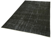 Vintage Handmade Area Rug - Overdyed Black Hand Knotted Turkish Wool Carpet 5'2" x 8'8"