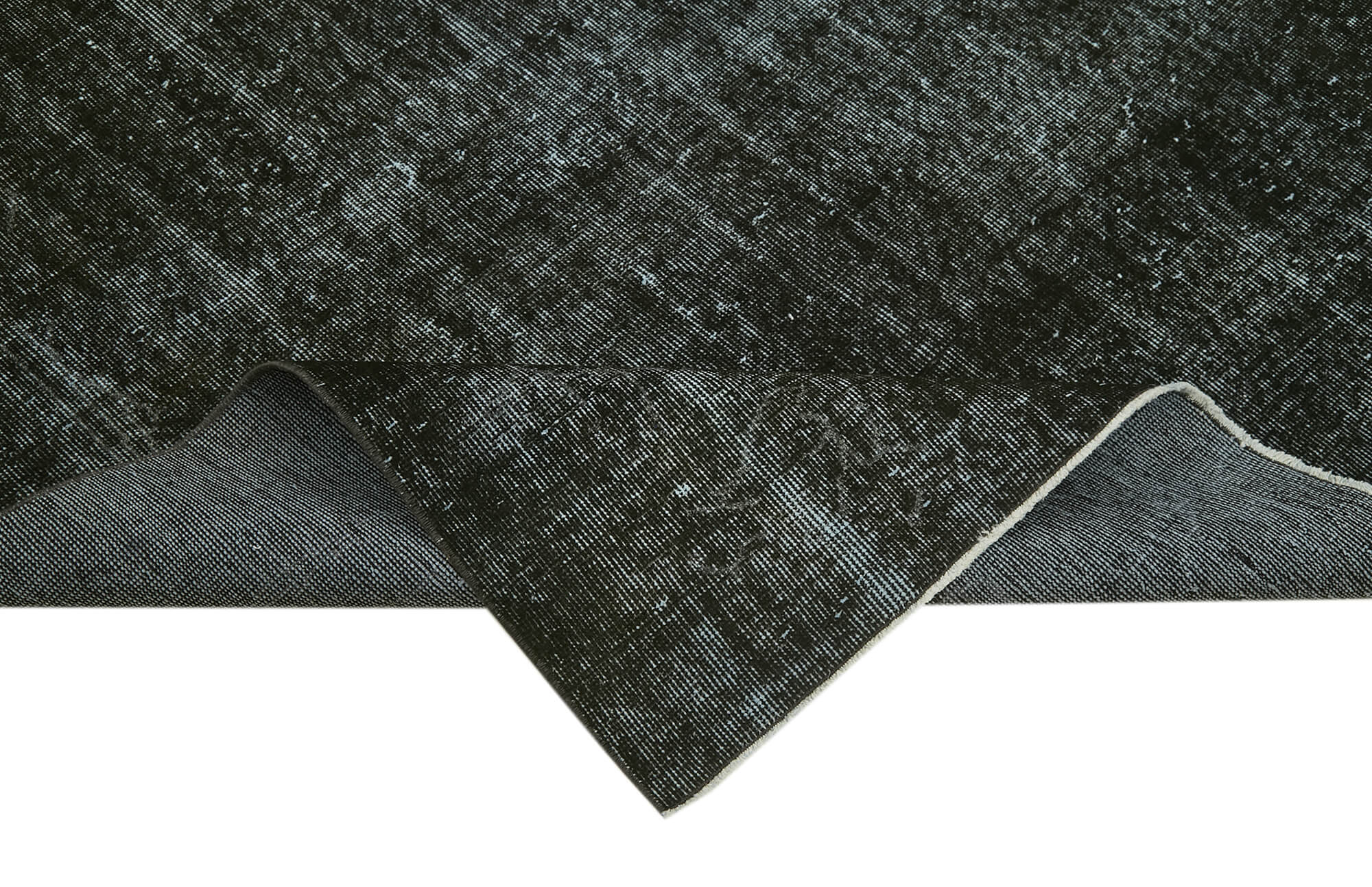 Vintage Handmade Area Rug - Overdyed Black Hand Knotted Turkish Wool Carpet 5'2" x 8'8"