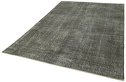 Vintage Wool Area Rug – Handmade Cotton Rug Overdyed Grey Carpet 6'4''x9'8''