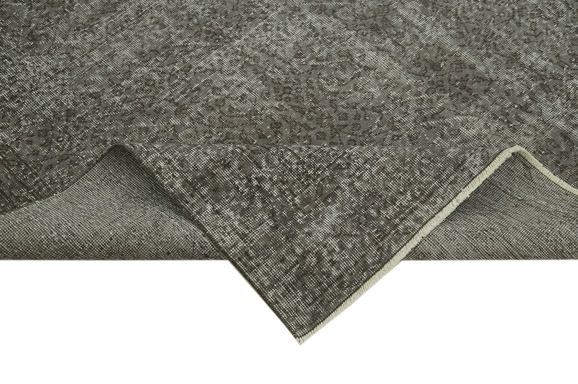 Vintage Wool Area Rug – Handmade Cotton Rug Overdyed Grey Carpet 6'4''x9'8''