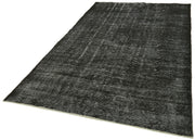 Handmade Vintage Area Rug – Overdyed Black Wool Cotton Carpet 5'4''x9'3''